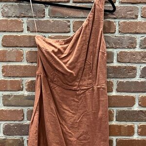 Abercrombie & Fitch One-Shoulder Mini Dress in Rust